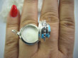 bpe4914 PRZEPIĘKNY UNIKAT NA SZCZĘŚCIE !!! SEKRETNIK Otwierany Pierścień na Zdjęcia lub Marzenia oraz Truciznę Turkus Turkusy r.20 Srebro 925 # - 5