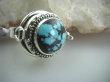 bpe4914 PRZEPIĘKNY UNIKAT NA SZCZĘŚCIE !!! SEKRETNIK Otwierany Pierścień na Zdjęcia lub Marzenia oraz Truciznę Turkus Turkusy r.20 Srebro 925 # - 7