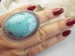 bpe9633 PRZEPIĘKNY !!! OLBRZYM  32G OKAZ Regulowany Pierścień Pierścionek naturalny TURKUS, Turkusy  r.17, r.18, r.19 egzotyczne Srebro 925 # - 7