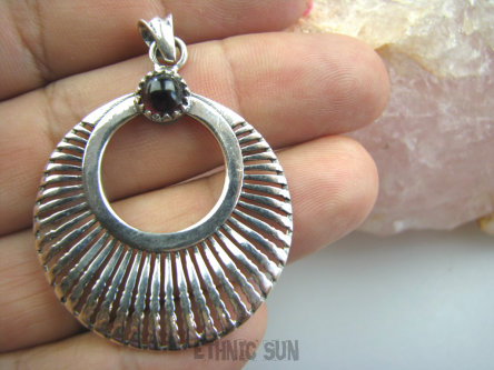 bwe2395 Piękny duży Ażurowy Wisior  KOŁO z granatem Granaty Srebro 925 #