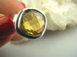 bpee2507 Cytrynowy Kwadracik  !!! Lśniący Pierścień Słoneczny szlifowany CYTRYN - kamień antycukrzycowy r.13 Srebro 925 # - 3