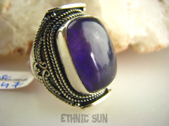 bpe3047 BIŻUTERIA ORIENTALNA !!! Egzotyczny Pierścień Ametyst - kamień mądrości r.16 Srebro 925 #