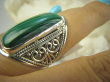 bpe6326 Duży ażurowy Pierścień MALACHIT - pobudza kreatywność r.16 Srebro 925 #  - 3