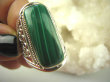 bpe6326 Duży ażurowy Pierścień MALACHIT - pobudza kreatywność r.16 Srebro 925 #  - 6