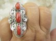 bpe9647 UFF CO ZA KORALOWA PIĘKNOŚĆ-Rzadkość Magnetyzujący Talizman przyciąga Szczęscie i Sukces!!!! Długi 4.3 cm ! Orientalny Pierścień Duży Pierścionek naturalny KORAL r.19 Srebro 925 # - 5