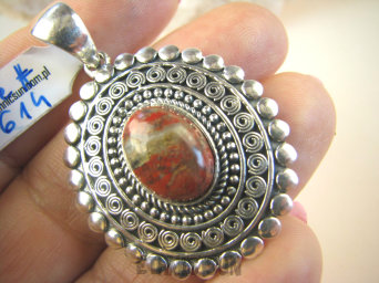 bwe3614 Dwa wisiory w 1 Niezwykły DWUSTRONNY WISIOR 19 gramów !!! Naturalny Jaspis Czerwony i Zielony Onyks Cudo z każdej strony Srebro 925 #