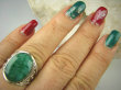 bpee3526 Ażurowy Pierścień Zielony Szmaragd Indyjski Szmaragdy R.18 ażurowa obrączka Srebro 925 - 2