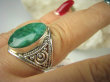 bpee3526 Ażurowy Pierścień Zielony Szmaragd Indyjski Szmaragdy R.18 ażurowa obrączka Srebro 925 - 7