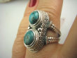 bpe4354 Cudny PIERŚCIEŃ Greckie wzory naturalny TURKUS - opiekun ciała i duszy Turkusy r.21 Srebro 925 # - 7