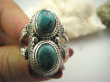 bpe4354 Cudny PIERŚCIEŃ Greckie wzory naturalny TURKUS - opiekun ciała i duszy Turkusy r.21 Srebro 925 # - 10