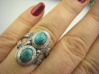 bpe4354 Cudny PIERŚCIEŃ Greckie wzory naturalny TURKUS - opiekun ciała i duszy Turkusy r.21 Srebro 925 # - 4