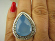 bpe7932 Błękitne Cacko DUŻY Niebieski WSPANIAŁY Pierścień CHALCEDON (TARCZYCA) r.16 egzotycznie zdobione Srebro 925 # - 3