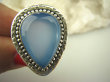 bpe7932 Błękitne Cacko DUŻY Niebieski WSPANIAŁY Pierścień CHALCEDON (TARCZYCA) r.16 egzotycznie zdobione Srebro 925 # - 7