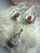 kpl5 Orientalne Skarby !!! Egzotyczny Komplet Ażurowe Kolczyki i Wisior czerwony Onyks - kamień zadaniowy Srebro 925 - 3