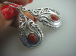 kpl5 Orientalne Skarby !!! Egzotyczny Komplet Ażurowe Kolczyki i Wisior czerwony Onyks - kamień zadaniowy Srebro 925 - 8