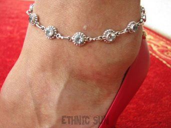 bb3488 Fenomenalna SEXI Duża 16 gramów !!! Regulowana Bransoleta z blue topazami na Nogę na Kostkę Blue Topaz SREBRO 925 #