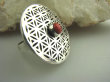 bpe4093 Duży obracający się KWIAT ŻYCIA - SILNY AMULET OCHRONNY !!!! Ażurowy Pierścień naturalny KORAL r.14 SREBRO 925 # - 11