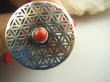bpe4093 Duży obracający się KWIAT ŻYCIA - SILNY AMULET OCHRONNY !!!! Ażurowy Pierścień naturalny KORAL r.14 SREBRO 925 # - 2