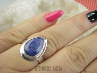 bpee4405 Delikatny Pierścień Pierścionek SZAFIR INDYJSKI Szafiry - WIERNOŚĆ związkach , Stres, choroby oczu ciśnienie r.17 Srebro 925