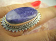 bpe4566 UNIKALNY DROGOCENNY RZADKI CZAROIT - kamień jasnowidzów ! Orientalny Owalny Pierścień z czaroitem r.15/ r.16 Srebro 925 # - 4