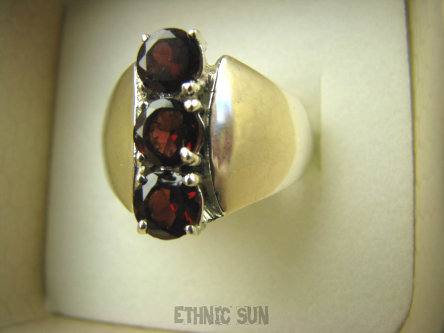 bpee3551 LŚNIĄCY Elegancki Pierścień Granaty - kamienie namiętności r.22 szeroka obrączka SREBRO 925 #