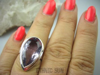 bpee2886 BAŚNIOWY OKAZ !!! Pierścień szlifowany AMETYST najwyższa jakość kamienia r.13 grube lśniące Srebro 925 #