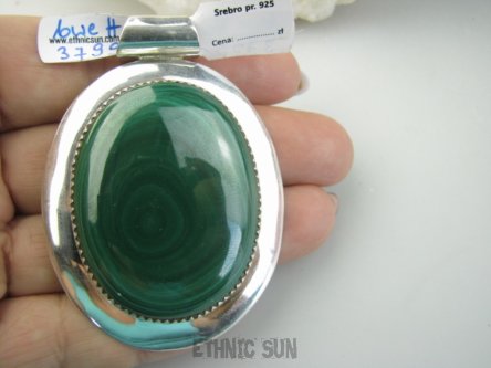 bwe3799 CUDOWNY Olbrzym 40 gramów 6.2 cm !!! Nieziemsko piękny Wisior MALACHIT - pobudza kreatywność Srebro 925 #