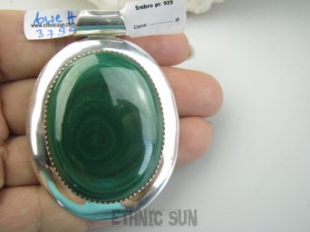 bwe3799 CUDOWNY Olbrzym 40 gramów 6.2 cm !!! Nieziemsko piękny Wisior MALACHIT - pobudza kreatywność Srebro 925 #