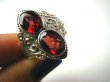 bpee1856 LŚNIĄCY KLEJNOT  Pierścień z Granatami Granaty - kamienie namiętności r.14 SREBRO 925 # - 2