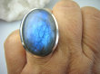 bpe5951 Prześliczny Grubas 19 g ! Klasyczny OKAZ Pierścień Niebieski Labradoryt Spektrolit kamień odwagi r.18 Lśniące Srebro 925 # - 2