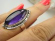 bpe9112 Egzotyczny Piękny Pierścień Pierścionek Fioletowy AMETYST Kamień Mądrości (migrena bezsenność ) r.14 Srebro 925 # - 2