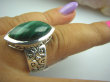 bpe4979 CUDOWNA MARKIZA - POSZUKIWANY OKAZ JUBILERSKI Pierścień naturalny Malachit - pobudza kreatywność r.23 zdobiona cudna obrączka Srebro 925 # - 3