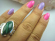 bpe4979 CUDOWNA MARKIZA - POSZUKIWANY OKAZ JUBILERSKI Pierścień naturalny Malachit - pobudza kreatywność r.23 zdobiona cudna obrączka Srebro 925 # - 2