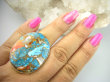 bpe9270 Wielobarwny Duży 19g Pierścień Pierścionek OSTRYGOWY TURKUS MIEDZIANY TOSTRYGA Muszla złota MIEDZ r.20 Srebro 925 # - 2
