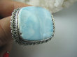 bpe5629 Ogromny  OKAZ 27 G !!! Pierścień RZADKI Anielski kamień LARIMAR - stawy ,serce, lęki , otwiera czakrę gardła r.16 Srebro 925 # - 10