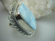 bpe5629 Ogromny  OKAZ 27 G !!! Pierścień RZADKI Anielski kamień LARIMAR - stawy ,serce, lęki , otwiera czakrę gardła r.16 Srebro 925 # - 8