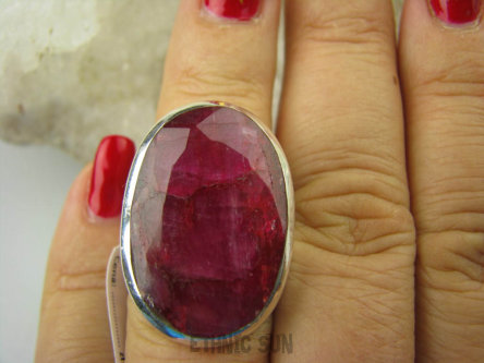 bpee3488 RUBINOWY Klejnot Masywny 16 g !!! Piękny Pierścień Rubin Indyjski Rubiny  MAŁY ROZMIAR r.13 Srebro 925 #
