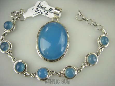 bwe3027 Klasyczny Wisior Duży OKAZ 4.8 cm i 16 gramów !!!! KOJĄCY Błękitny Chalcedon Tarczyca (czakra gardła) SREBRO 925 #