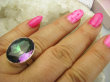 bpee4699 Śliczny Duży kamień TĘCZOWY Pierścionek PIERŚCIEŃ WIELOBARWNY MYSTIC TOPAZ r.21 lśniące Srebro 925 # - 7