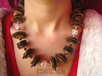 an1040 KOKOSOWE egzotyczne SZALEŃSTWO ** Egzotyczny Unikatowy Naszyjnik i długie lekkie KOLCZYKI KOKOSOWY  finezyjne  lśniące Srebro kamień TYGRYSIE OKO