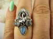 bpe9077 Orientalny Pierścień Pierscionek Królewski Paw oraz Labradoryt Spektrolit r.16 Srebro 925 # - 3