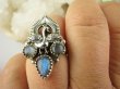 bpe9077 Orientalny Pierścień Pierscionek Królewski Paw oraz Labradoryt Spektrolit r.16 Srebro 925 # - 2