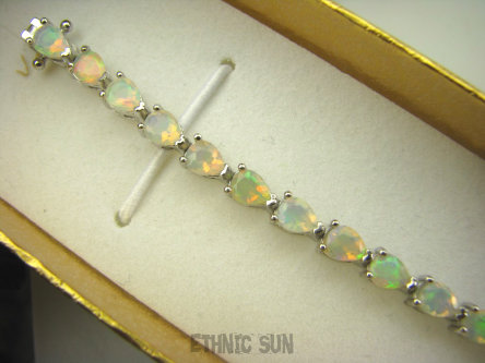 bb3302 Bransoletka Tenisówka ŚWIETLISTA PIĘKNOŚĆ ŻARZĄCA Klejnot BOSKO PIĘKNA LUX SKARB 12G Bransoleta Szlifowany Opal z Etiopii - Rozwija intuicję i kreatywność ( 27 sztuk ) kasetowe zapięcie SREBRO 925 #