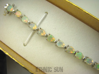 bb3302 Bransoletka Tenisówka ŚWIETLISTA PIĘKNOŚĆ ŻARZĄCA Klejnot BOSKO PIĘKNA LUX SKARB 12G Bransoleta Szlifowany Opal z Etiopii - Rozwija intuicję i kreatywność ( 27 sztuk ) kasetowe zapięcie SREBRO 925 #