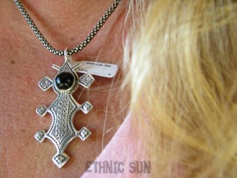 bwe3599 Piękny Duży 11G Wisior Zawieszka AZTECKIE WZORY JASZCZURKA naturalny Czarny Onyks, Aztekowie Meksyk Srebro 925 #