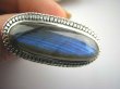 bpe4015 Baśniowy gigant 4,3 cm !!! Wielki Masywny 22 gramy Pierścień Niebieski w paseczki Labradoryt Spektrolit - Kamień zorzy polarnej r.22 Srebro 925 # - 2