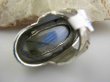 bpe4015 Baśniowy gigant 4,3 cm !!! Wielki Masywny 22 gramy Pierścień Niebieski w paseczki Labradoryt Spektrolit - Kamień zorzy polarnej r.22 Srebro 925 # - 8