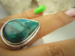 bpe7868 Piękny Klasyczny Pierścień AZURYT Z CHRYZOKOLĄ RZADKOŚĆ r.19 Srebro 925 # - 3