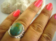 bpe3059 Biżuteria Egzotyczna !!! Orientalny Pierścień naturalny  turusowy ZIELONY TURKUS - opiekun ciała i duszy Turkusy r.19/r.20 Srebro 925 # - 4