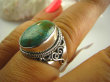 bpe3059 Biżuteria Egzotyczna !!! Orientalny Pierścień naturalny  turusowy ZIELONY TURKUS - opiekun ciała i duszy Turkusy r.19/r.20 Srebro 925 # - 5